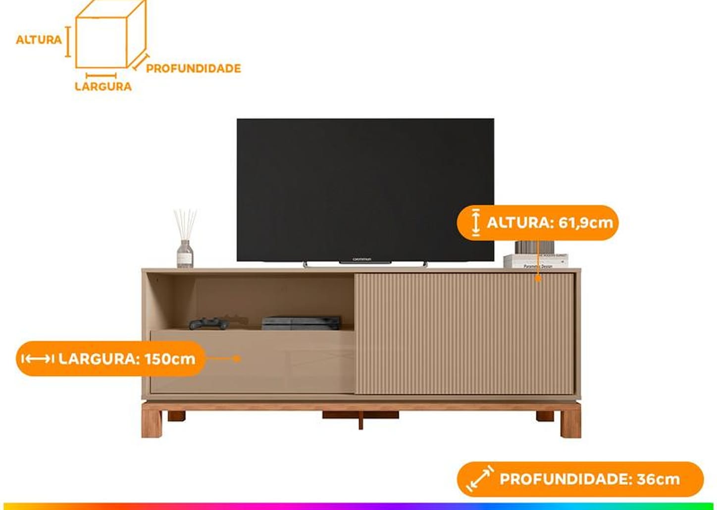 Rack para TV até 55” Caemmun Mondrian