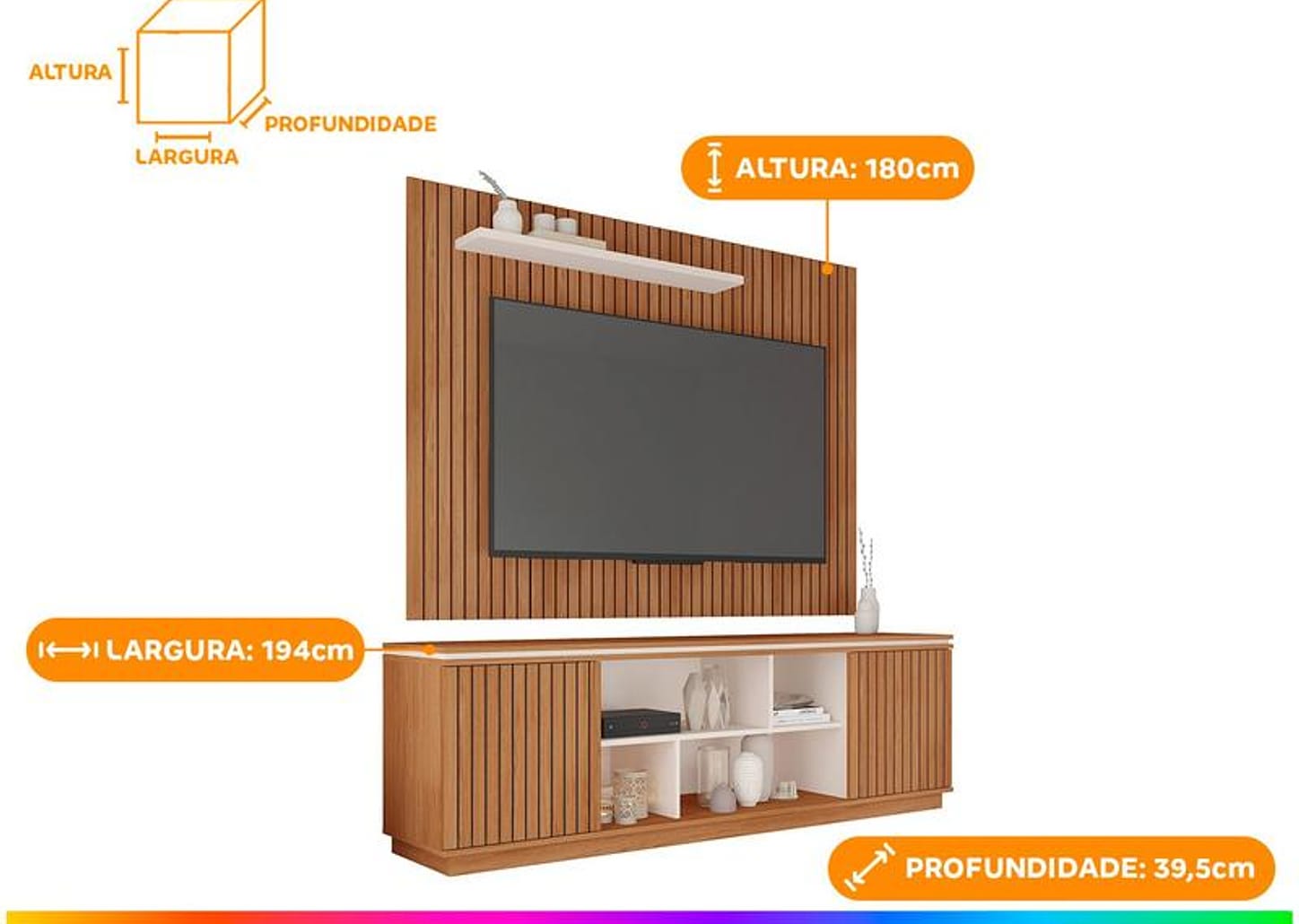 Rack para TV até 70" com Painel 2 Portas Caemmun Aegon