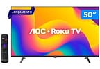 Smart TV 50" AOC 4K DLED Série 7045 50U7045/78G Roku TV Quad Core Google Assistente 3 HDMI