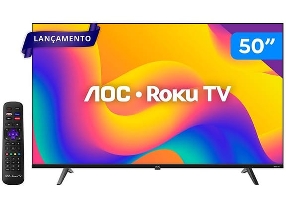 Smart TV 50" AOC 4K DLED Série 7045 50U7045/78G Roku TV Quad Core Google Assistente 3 HDMI