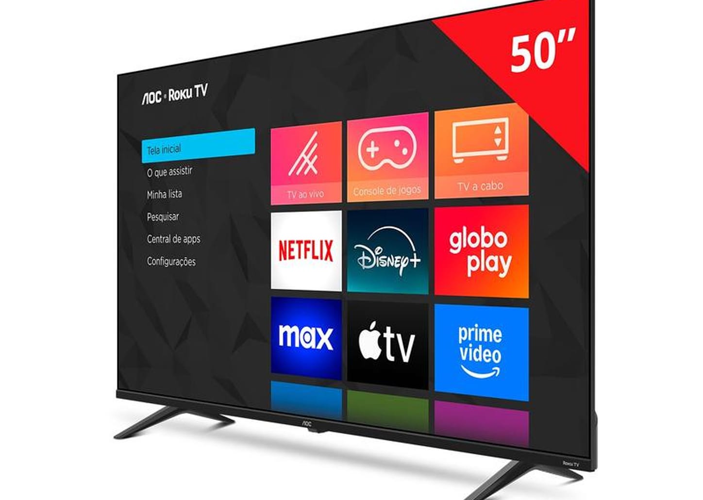 Smart TV 50" AOC 4K DLED Série 7045 50U7045/78G Roku TV Quad Core Google Assistente 3 HDMI