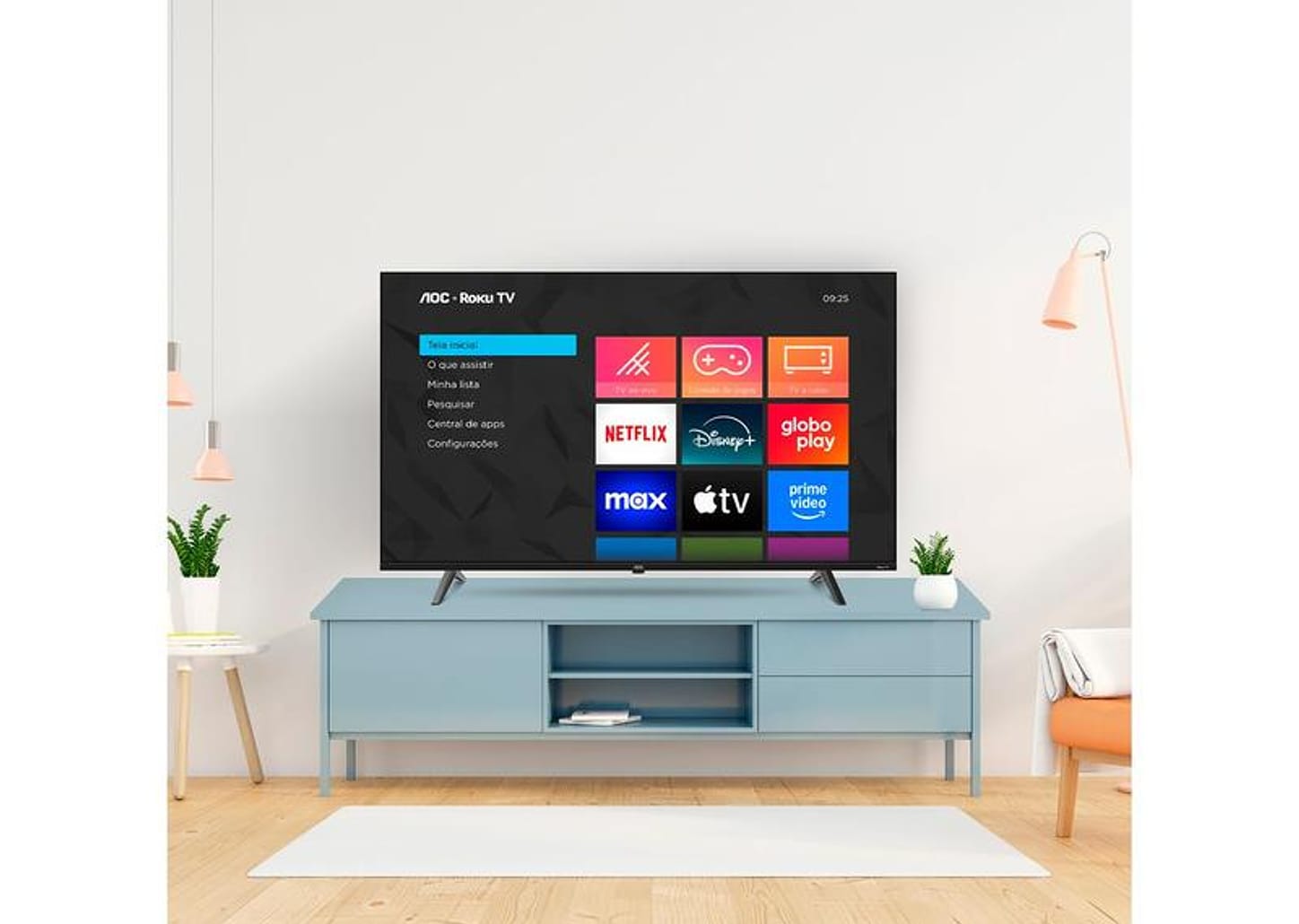 Smart TV 50" AOC 4K DLED Série 7045 50U7045/78G Roku TV Quad Core Google Assistente 3 HDMI