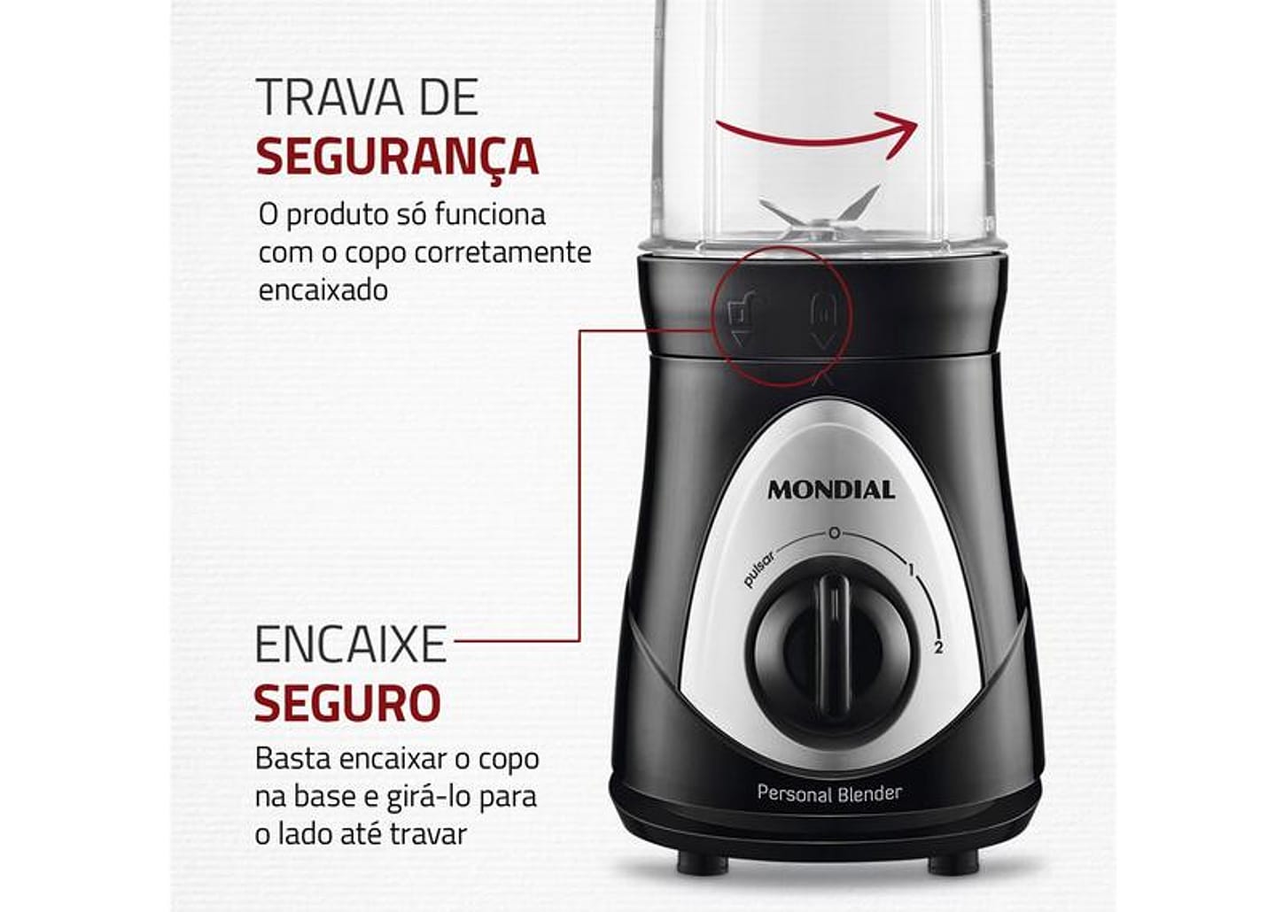 Liquidificador Mondial Personal Blender DG-01 2 Velocidades 300W Preto e Prata