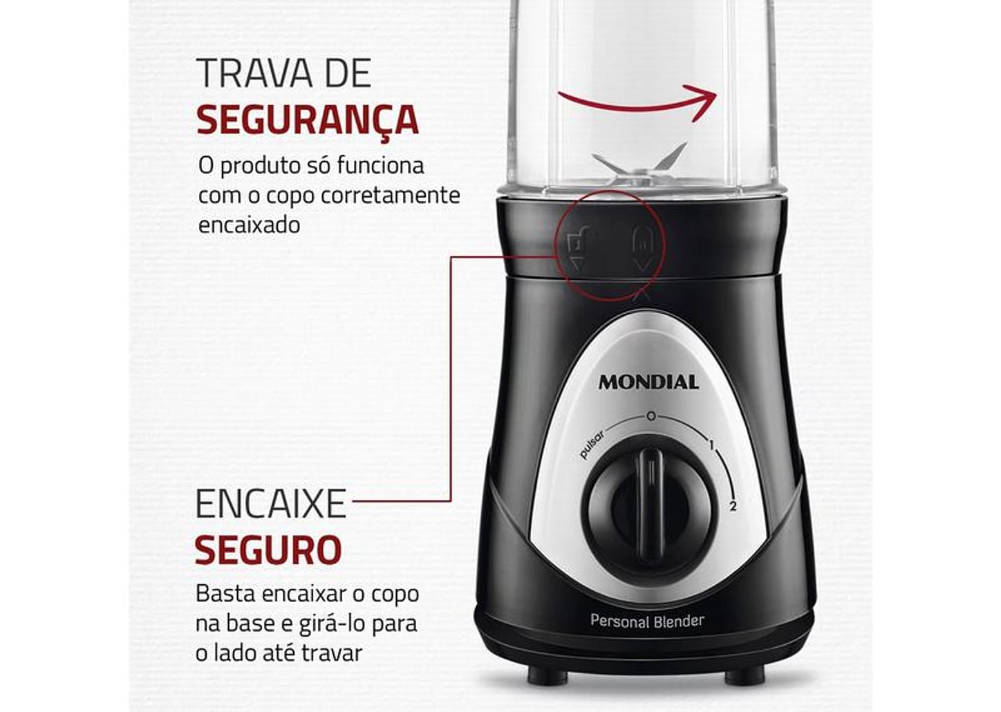 Liquidificador Mondial Personal Blender DG-01 2 Velocidades 300W Preto e Prata