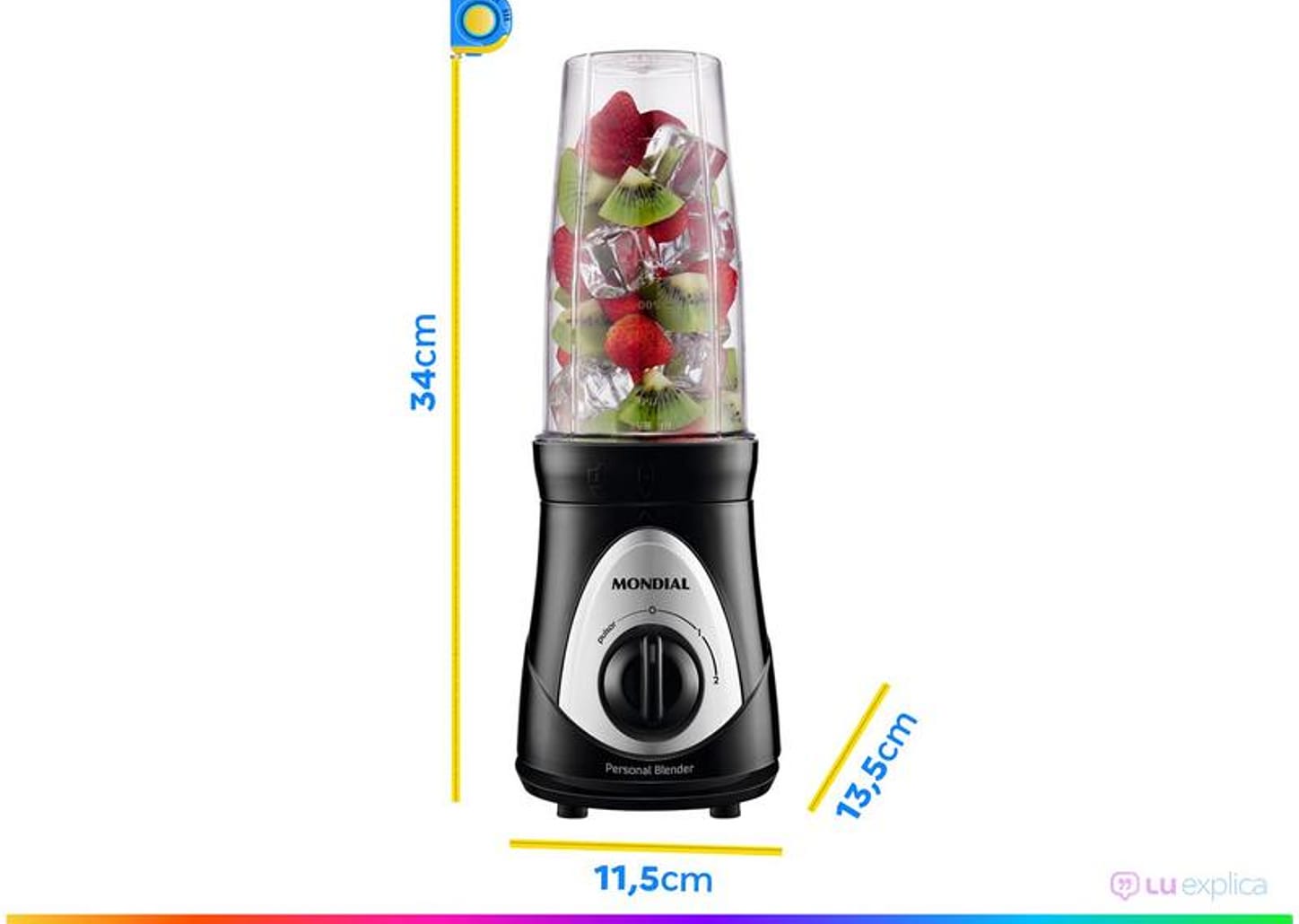 Liquidificador Mondial Personal Blender DG-01 2 Velocidades 300W Preto e Prata