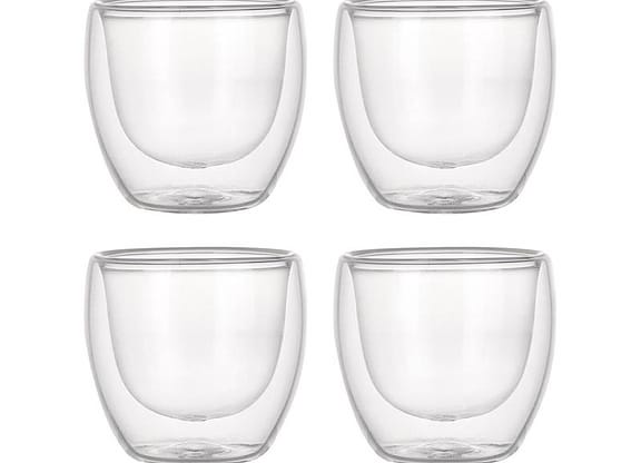 Jogo de Copos de Vidro de Café Parede Dupla 80ml 4 Peças Haus Concept Inspire
