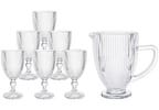 Conjunto de Jarra 1L e Copos 350ml de Vidro Haus Concept Canelado 7 Peças