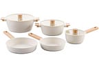 Jogo de Panelas Brinox Revestimento Cerâmico Creme 5 Peças Ceramic Life Nordic