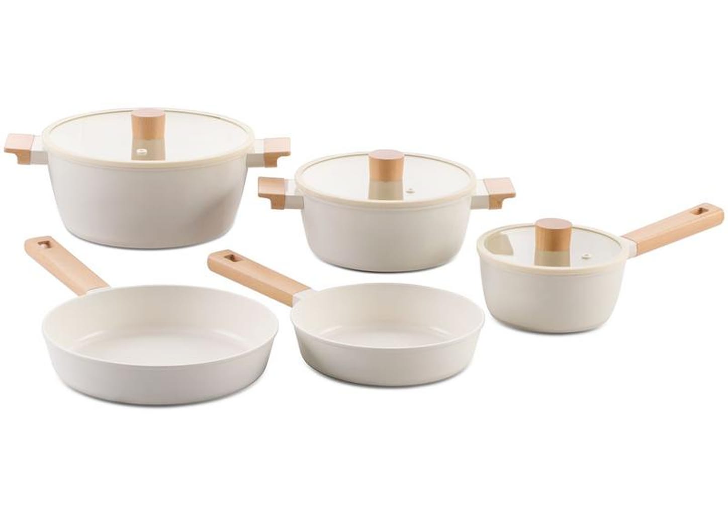 Jogo de Panelas Brinox Revestimento Cerâmico Creme 5 Peças Ceramic Life Nordic