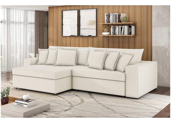 Sofá 4 Lugares Retrátil Reclinável Bouclé Mediterrâneo Parma Flexforma Estofados