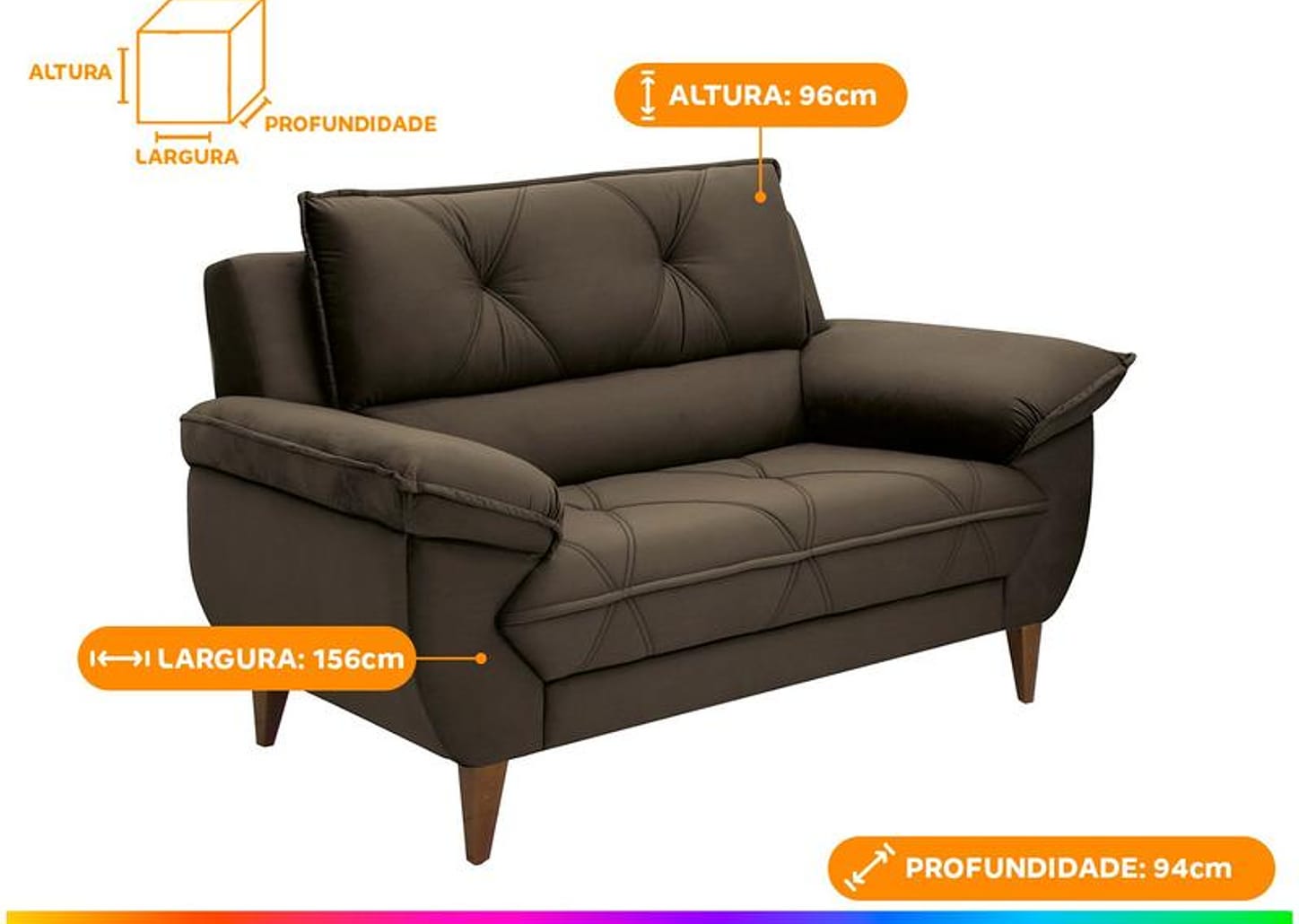 Conjunto de Sofás 2 e 3 Lugares Malbec Linoforte