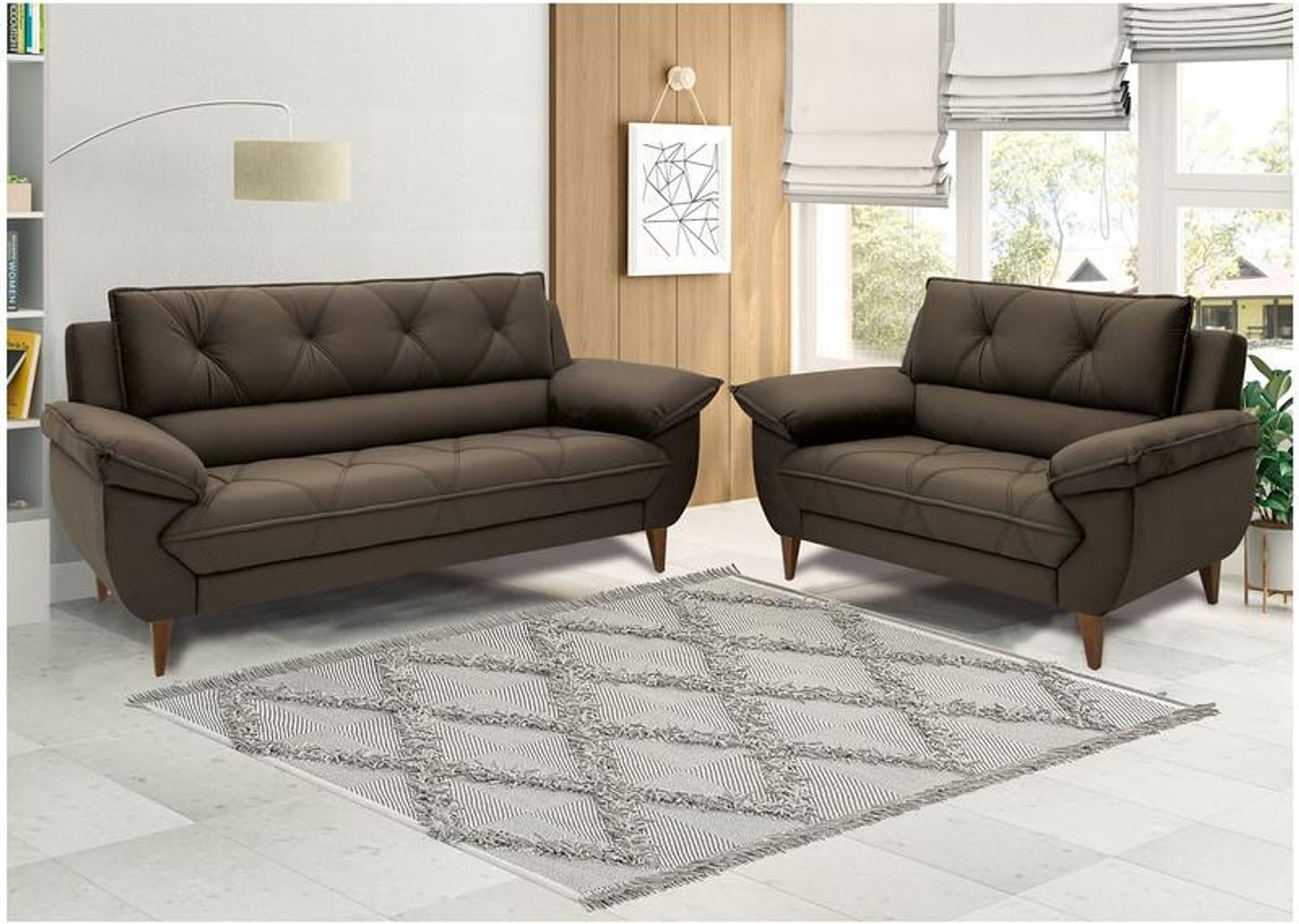 Conjunto de Sofás 2 e 3 Lugares Malbec Linoforte