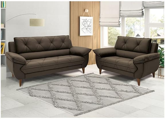 Conjunto de Sofás 2 e 3 Lugares Malbec Linoforte