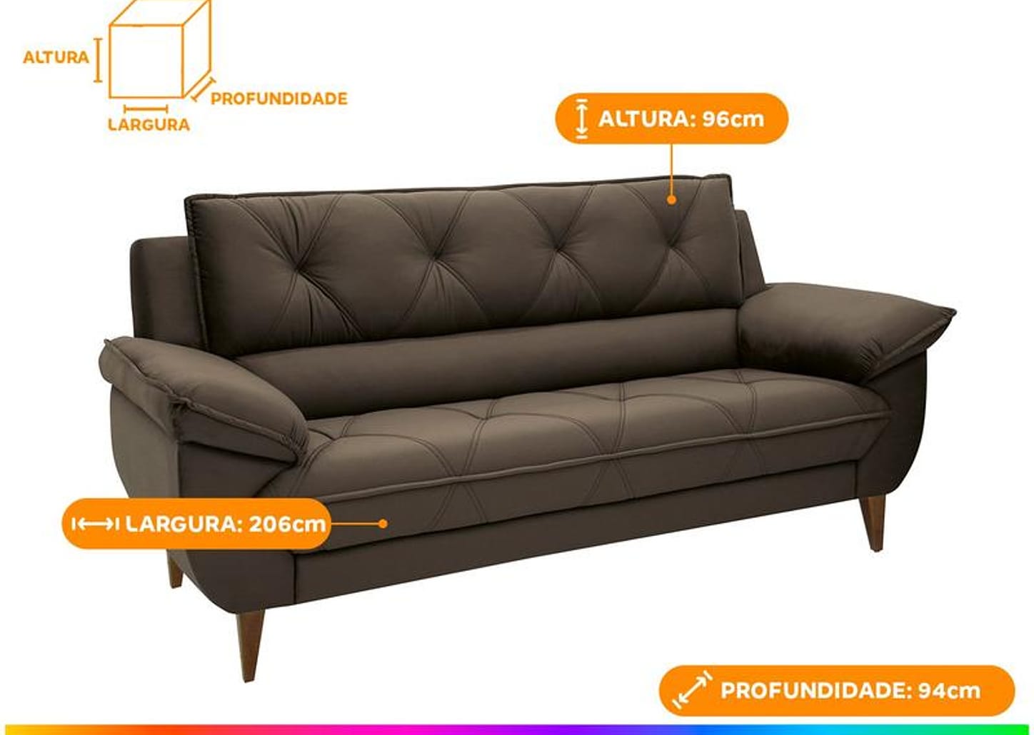 Conjunto de Sofás 2 e 3 Lugares Malbec Linoforte