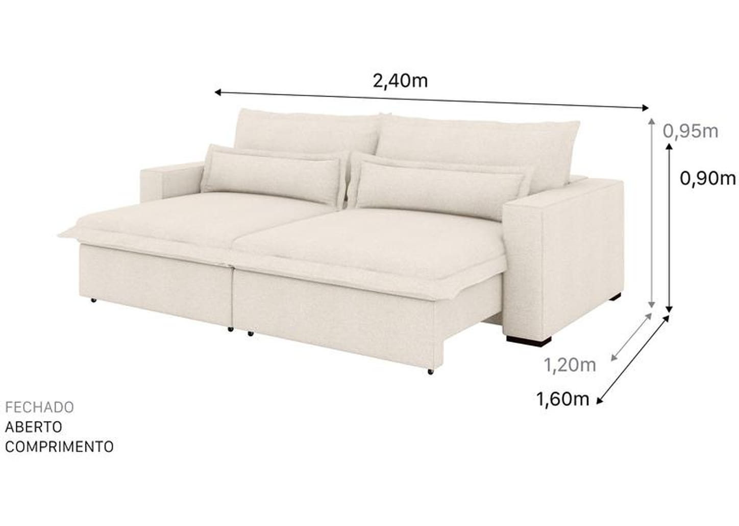 Sofá 4 Lugares Retrátil Reclinável Bouclé Mediterrâneo Bergamo Flexforma Estofados