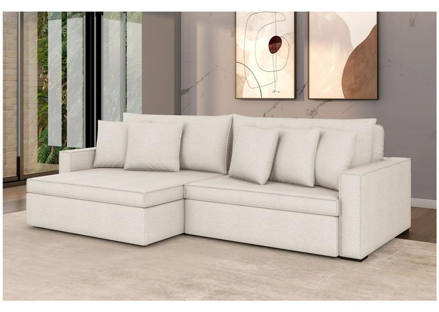 Sofá 3 Lugares Retrátil Reclinável Bouclé Mediterrâneo Peruggia Flexforma Estofados