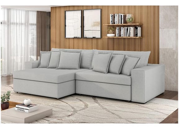 Sofá 4 Lugares Retrátil Reclinável Bouclé Mediterrâneo Parma Flexforma Estofados