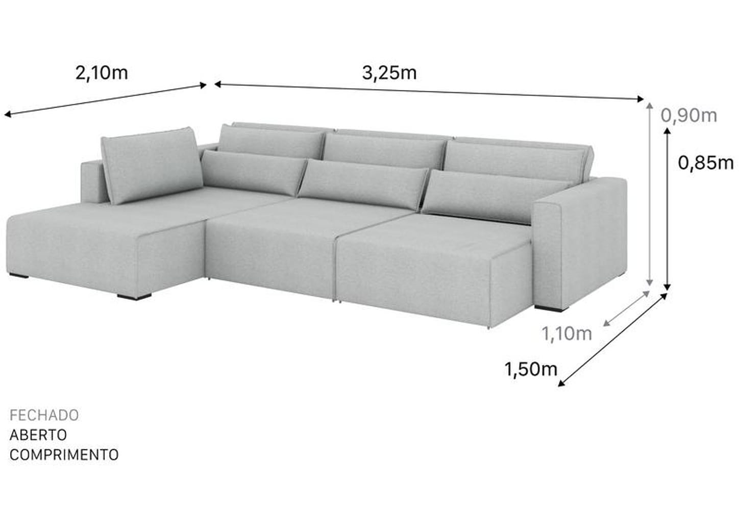 Sofá 6 Lugares Retrátil Reclinável Mediterrâneo Abruzzo Flexforma Estofados