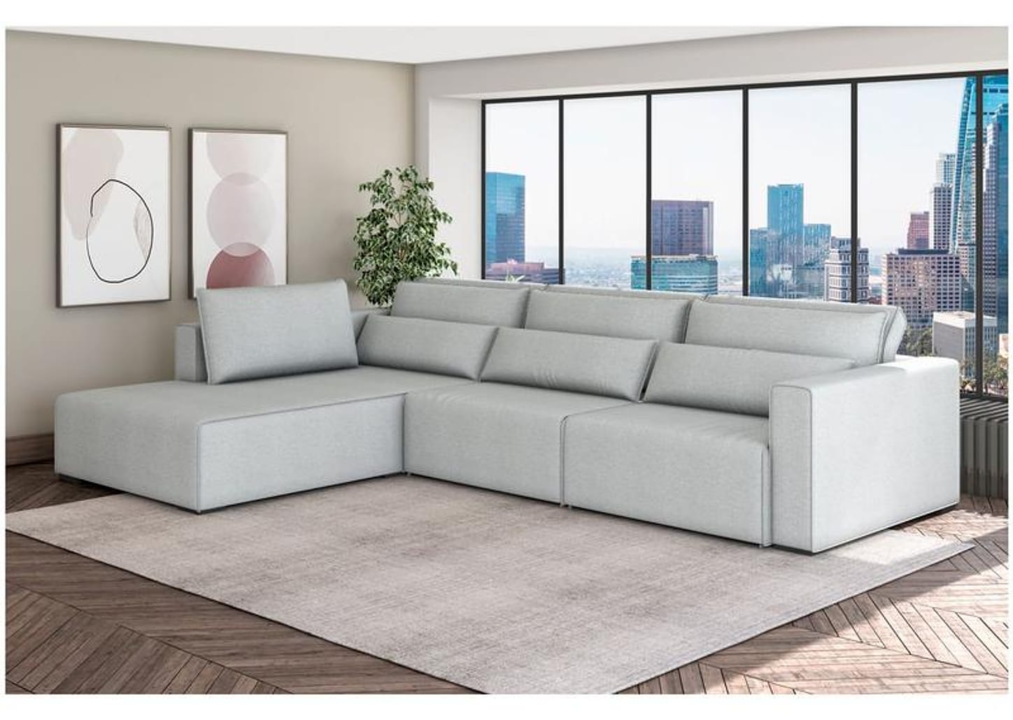 Sofá 6 Lugares Retrátil Reclinável Mediterrâneo Abruzzo Flexforma Estofados