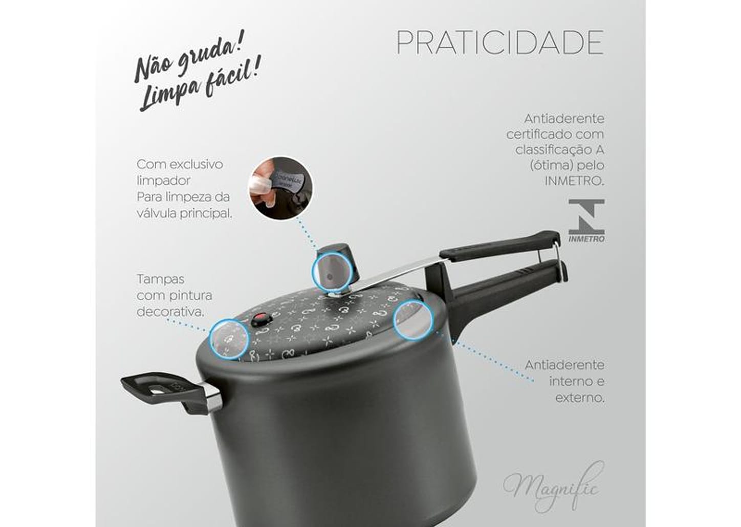 Jogo de Panelas Panelux Antiaderente de Alumínio Grafite 8 Peças Magnific