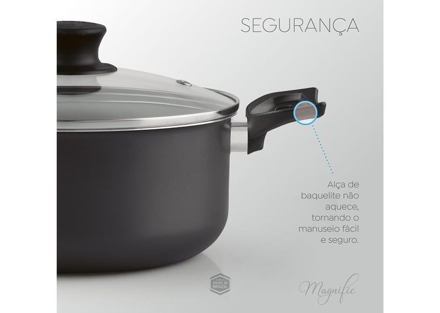 Jogo de Panelas Panelux Antiaderente de Alumínio Grafite 8 Peças Magnific