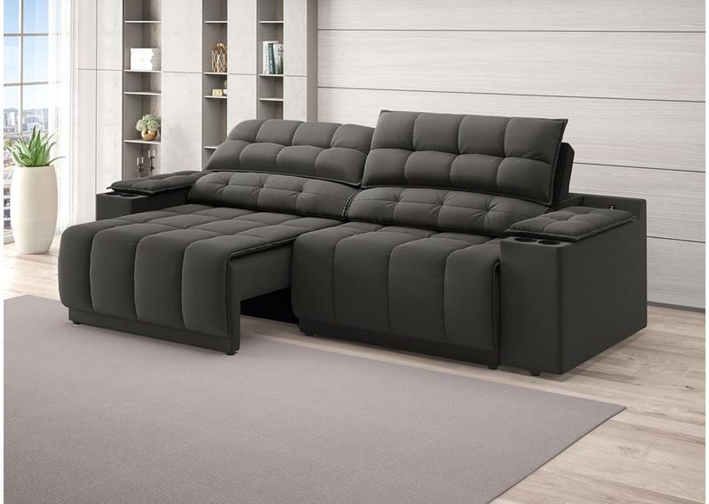 Sofá 3 Lugares Retrátil Reclinável Velosuede Quebec Next Sofás