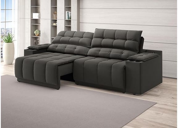 Sofá 3 Lugares Retrátil Reclinável Velosuede Quebec Next Sofás