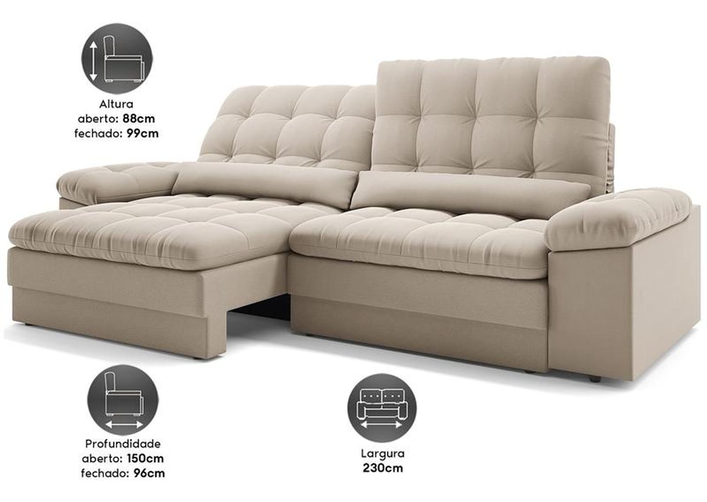 Sofá 4 Lugares Retrátil Reclinável Velosuede Cristal Next Sofás