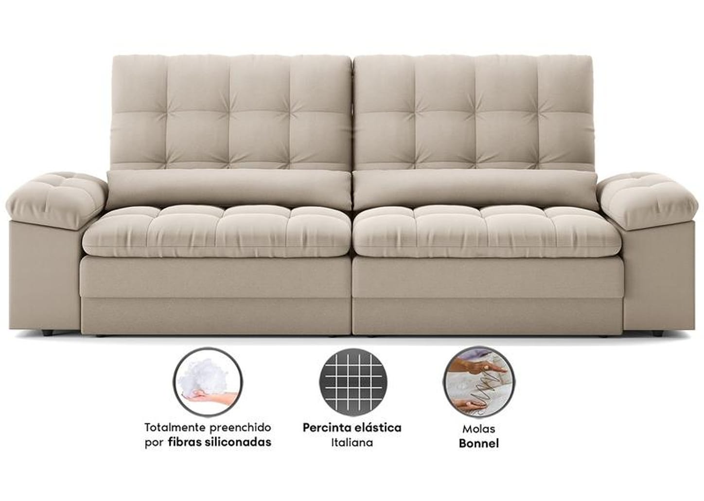 Sofá 4 Lugares Retrátil Reclinável Velosuede Cristal Next Sofás