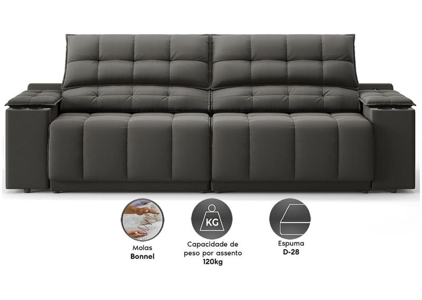 Sofá 3 Lugares Retrátil Reclinável Velosuede Quebec Next Sofás