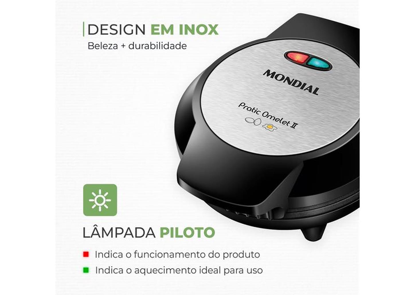 Omeleteira Elétrica Mondial Omelet Pratic OM-04-BI Preto e Prata