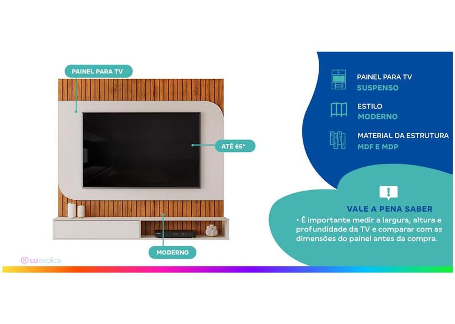 Painel para TV até 65" DJ Móveis Tom