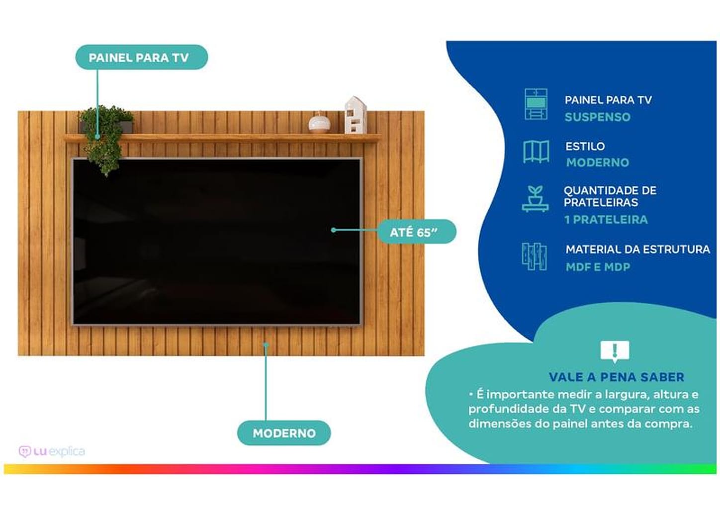 Painel para TV até 65" DJ Móveis Lume