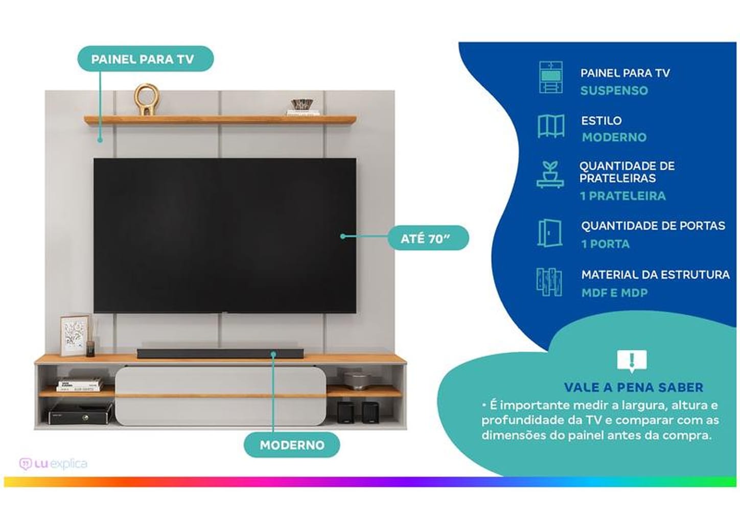 Painel para TV até 70" DJ Móveis Alana