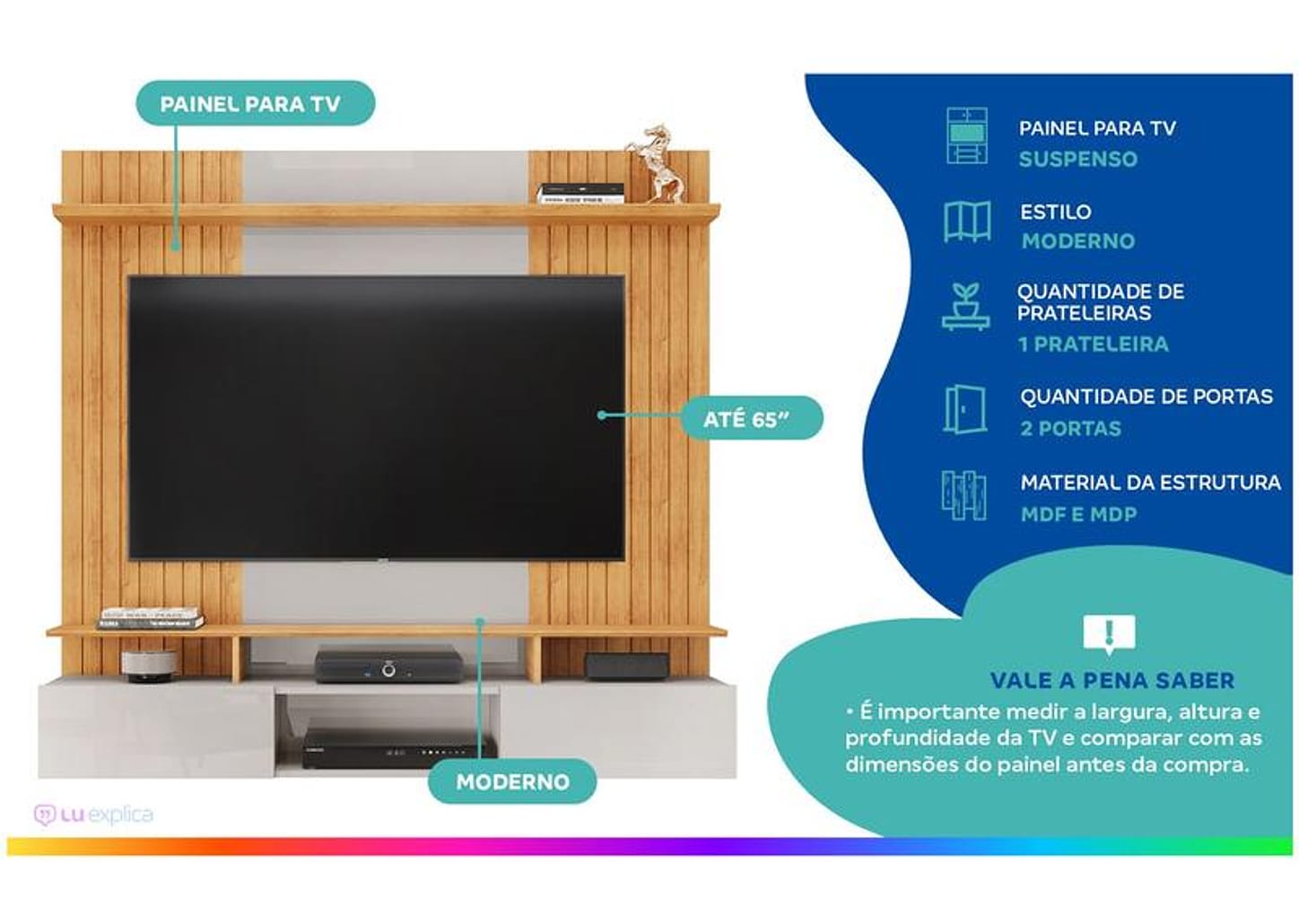 Painel para TV até 65" DJ Móveis Ben