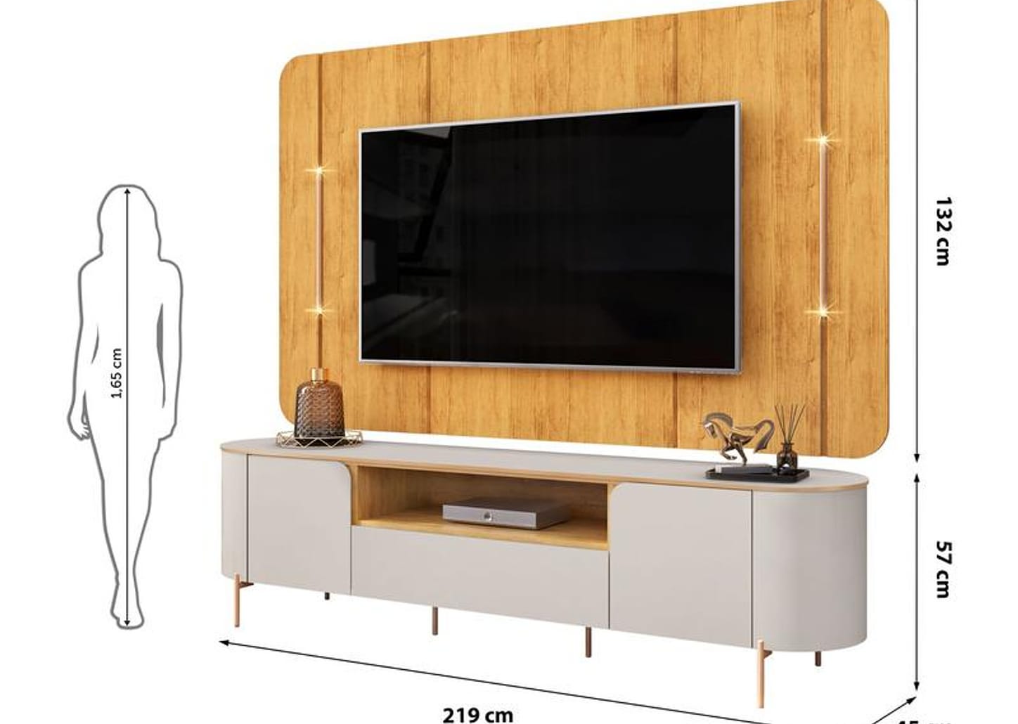 Rack para TV até 75" 1 Gaveta 2 Portas DJ Móveis Areta