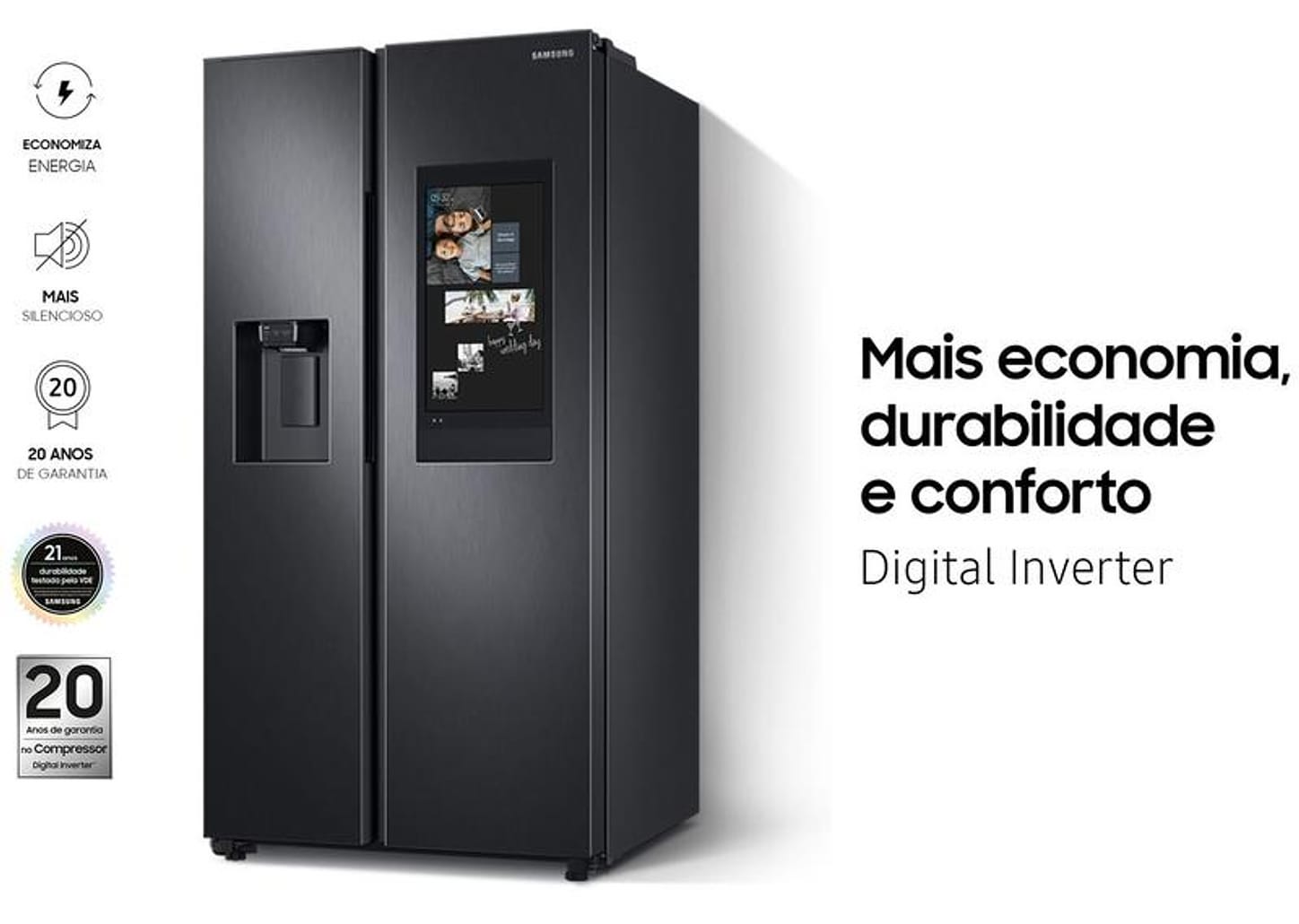 Geladeira/Refrigerador Samsung Smart Side by Side Black Inox 585L Family Hub RS58T5561