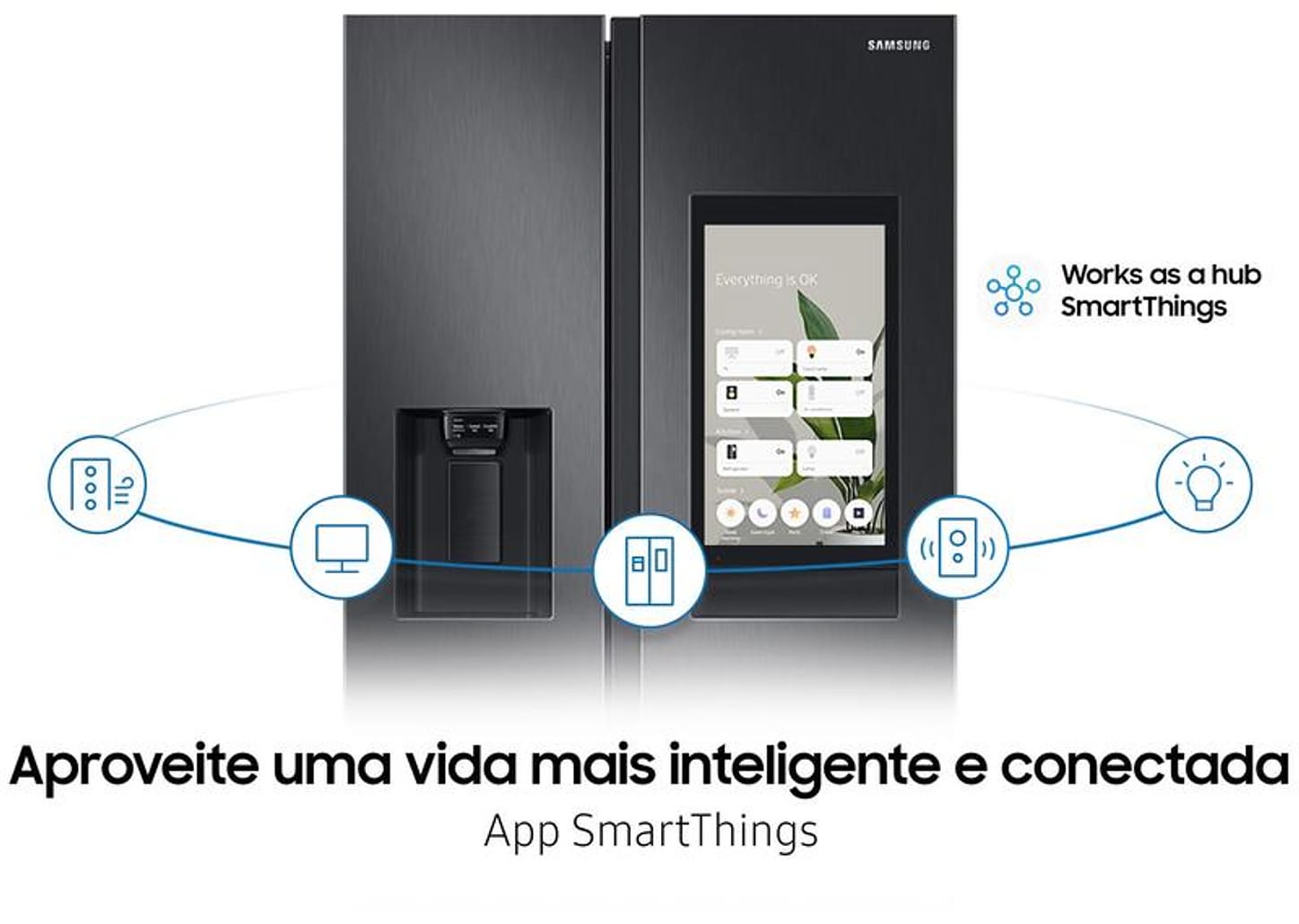 Geladeira/Refrigerador Samsung Smart Side by Side Black Inox 585L Family Hub RS58T5561