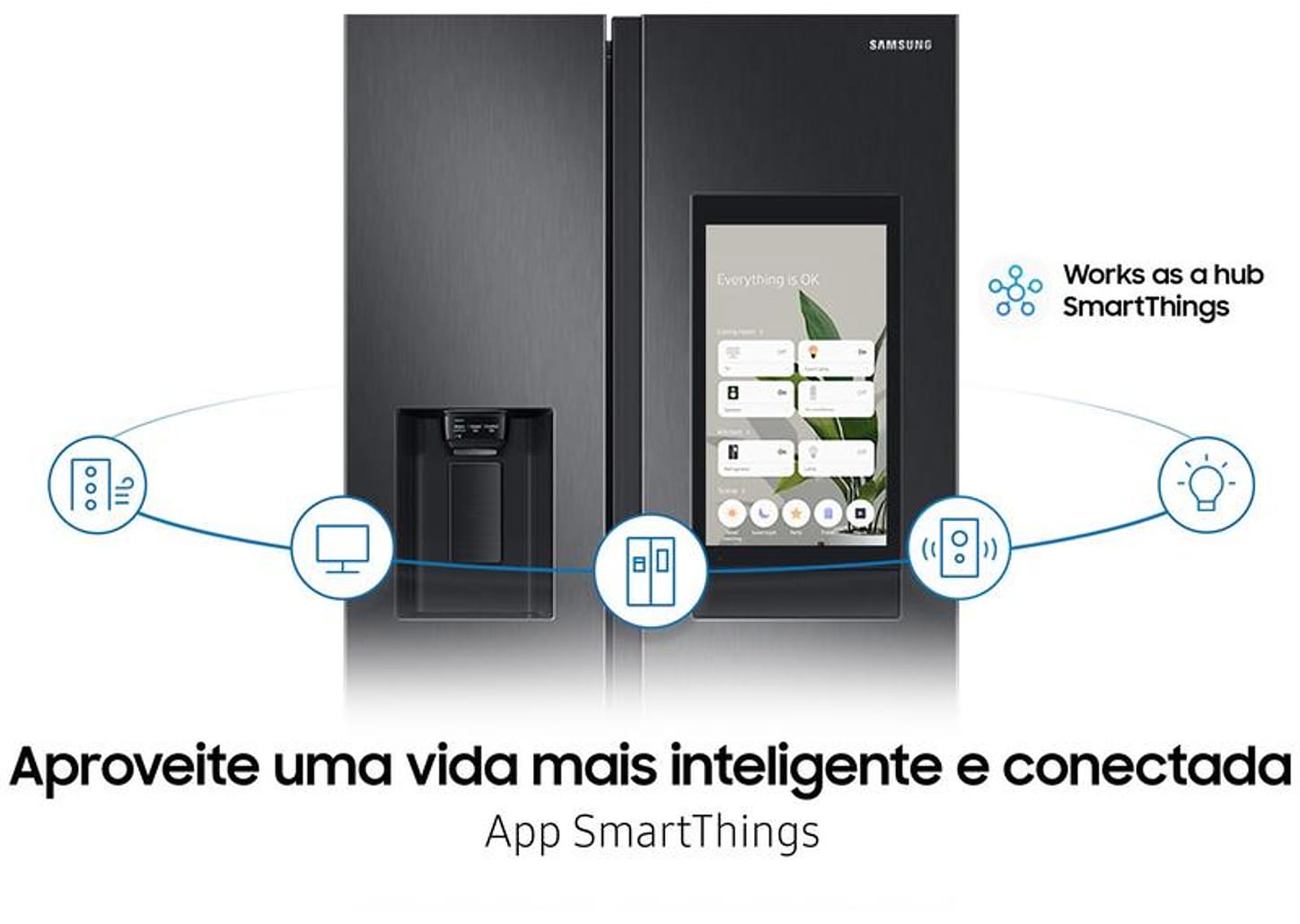 Geladeira/Refrigerador Samsung Smart Side by Side Black Inox 585L Family Hub RS58T5561
