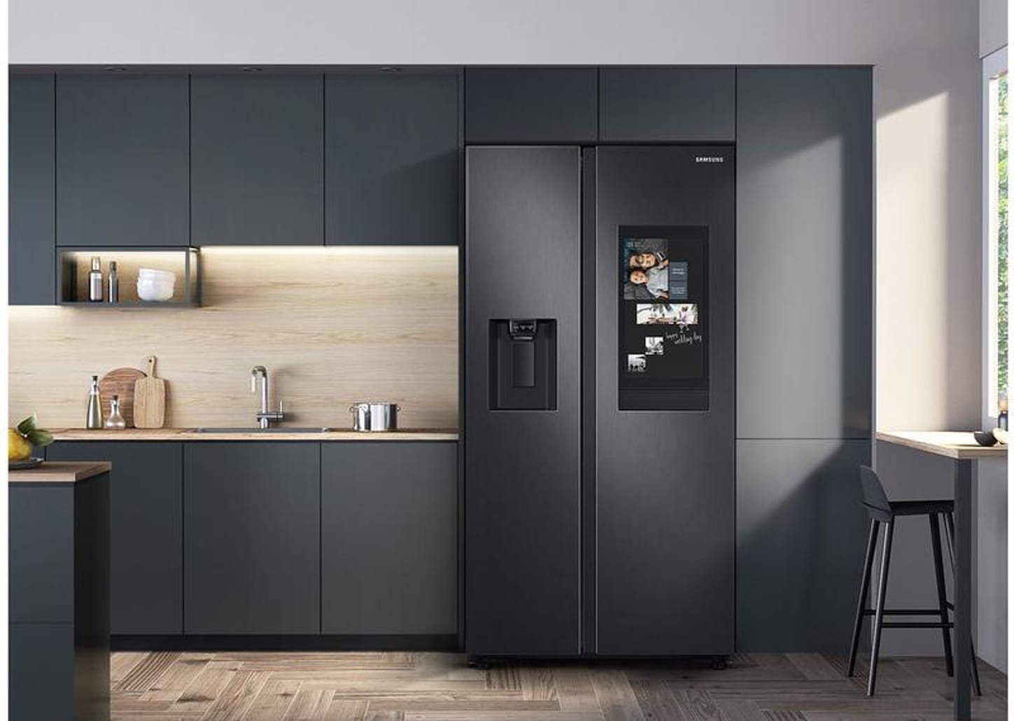 Geladeira/Refrigerador Samsung Smart Side by Side Black Inox 585L Family Hub RS58T5561