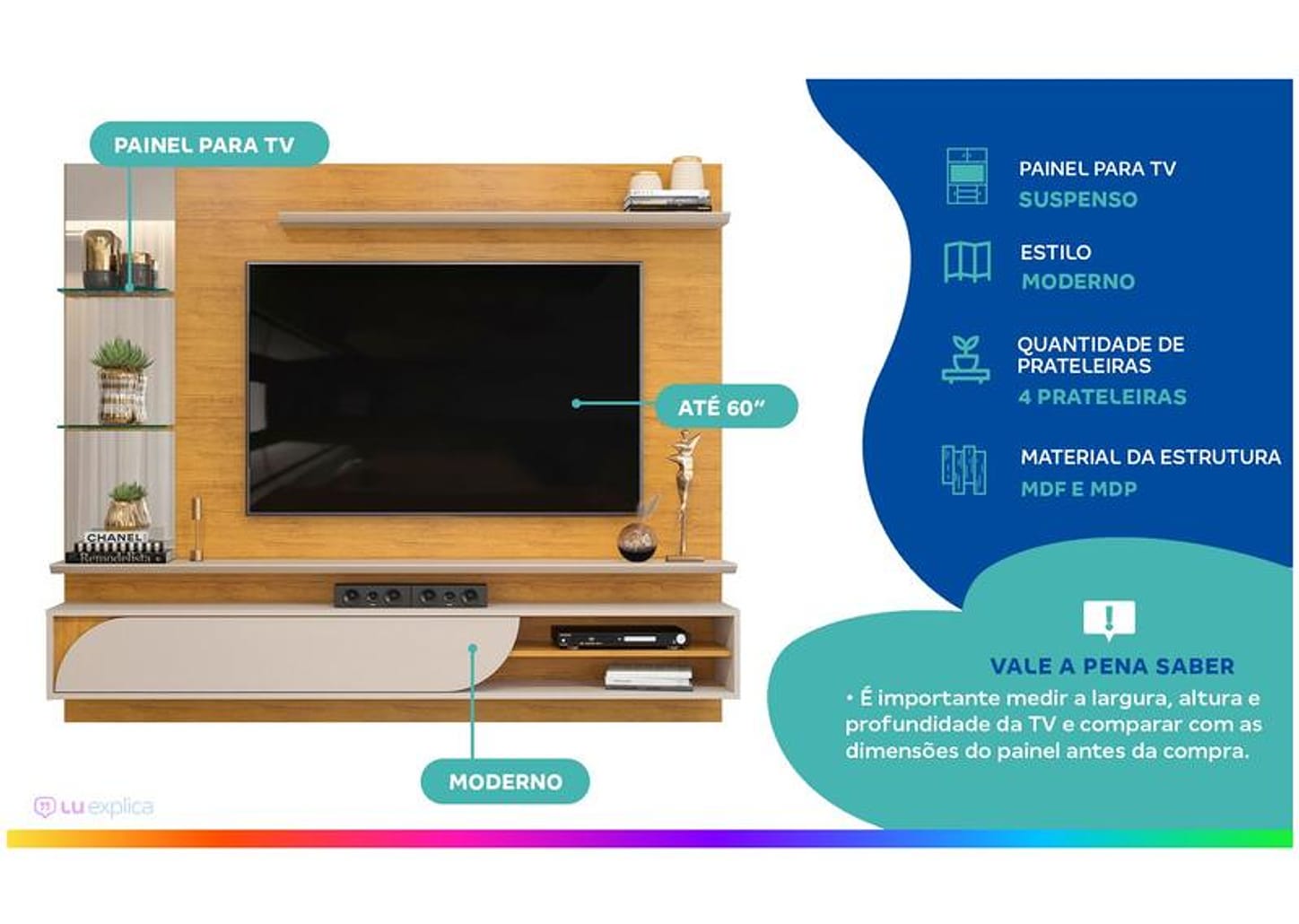 Painel para TV até 60" DJ Móveis Ravi