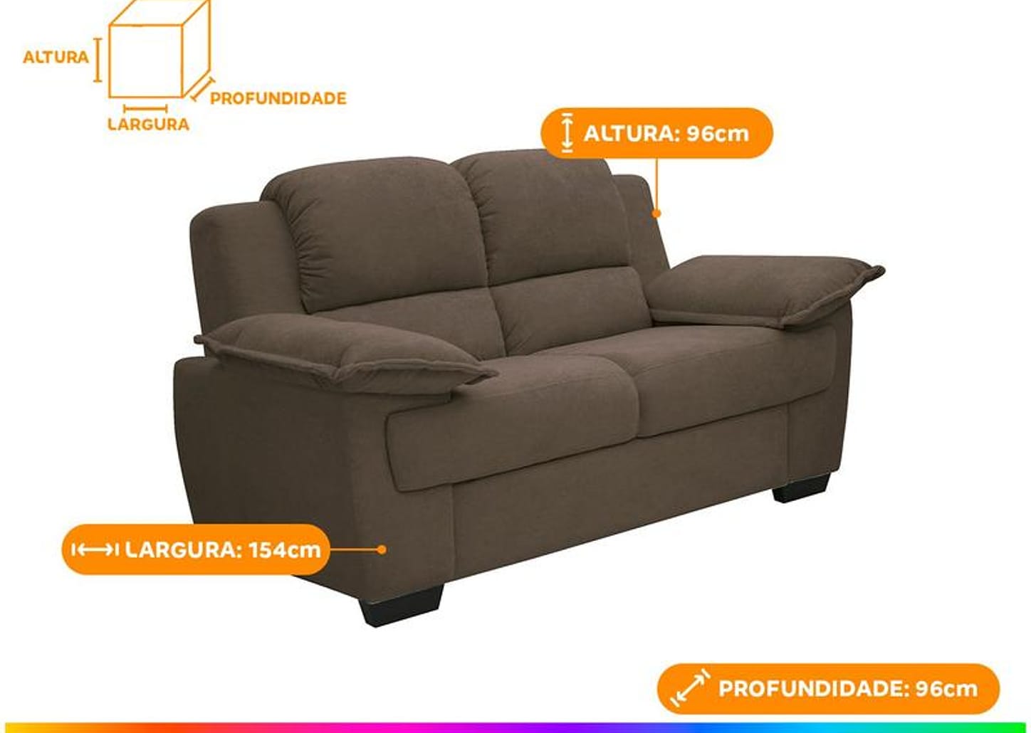 Sofá 2 Lugares Suede Carmel Linoforte