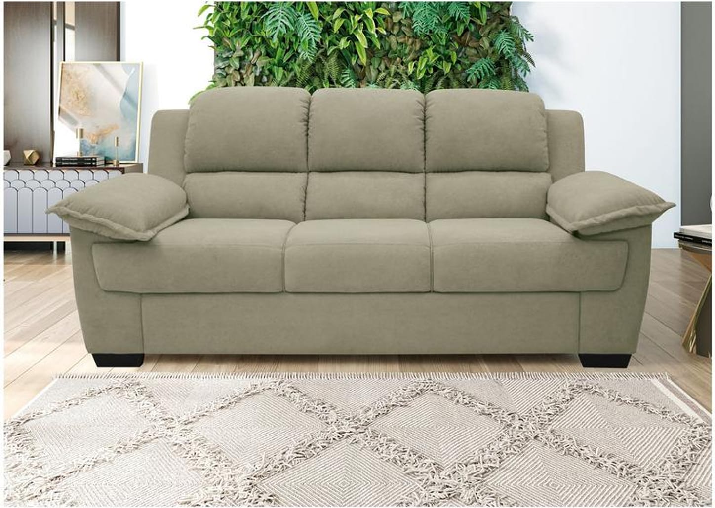 Sofá 3 Lugares Suede Carmel Linoforte