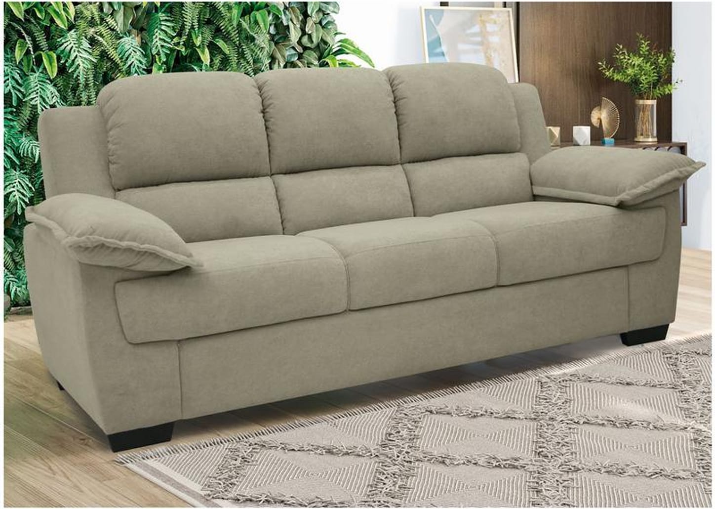 Sofá 3 Lugares Suede Carmel Linoforte