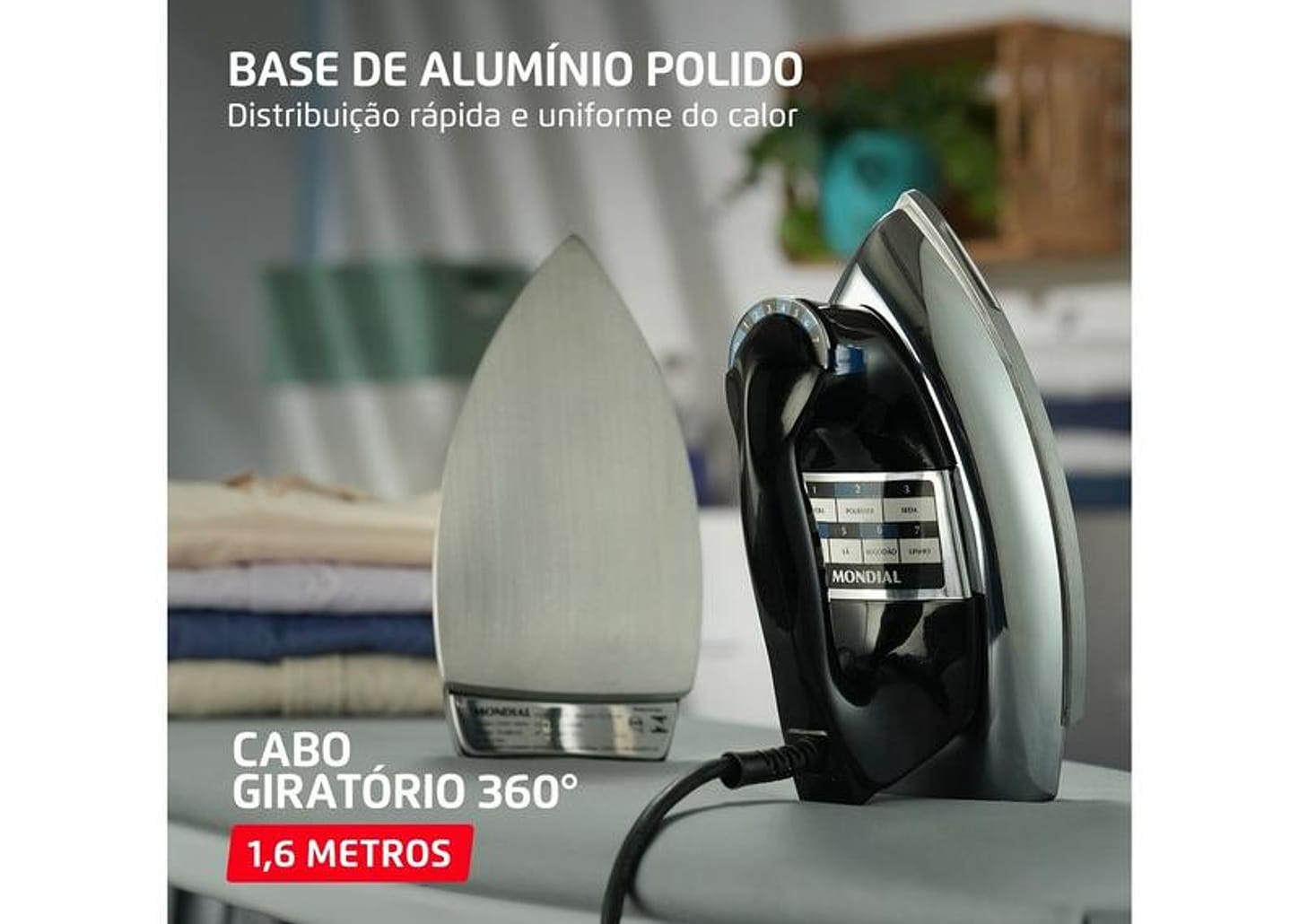 Ferro de Passar Roupa a Seco Mondial Portátil FS-01-BI Preto e Prata