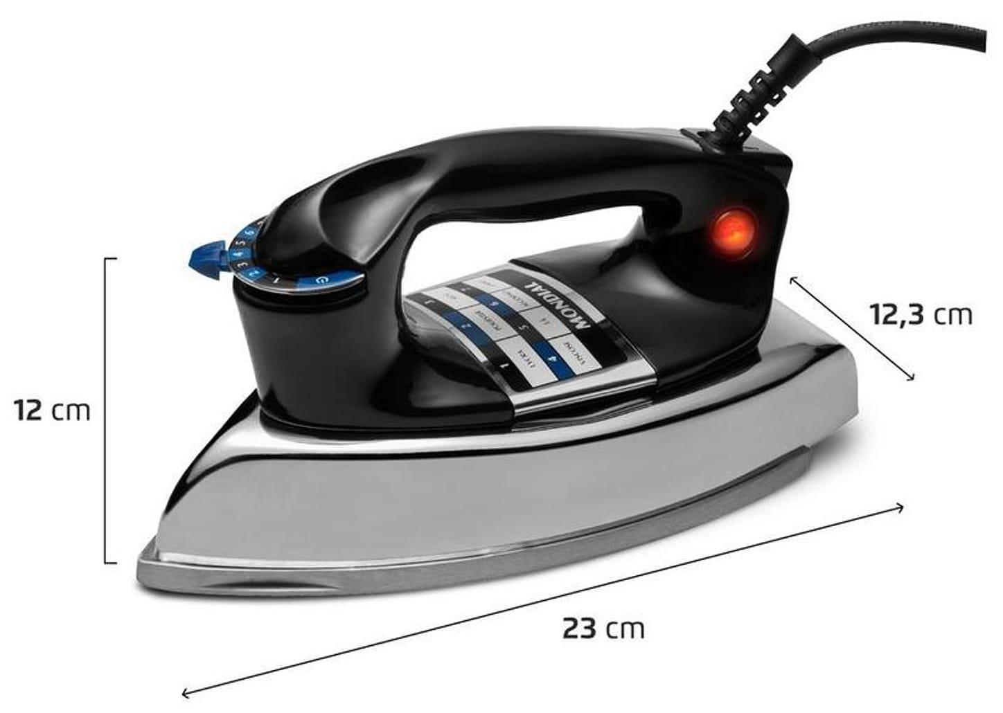 Ferro de Passar Roupa a Seco Mondial Portátil FS-01-BI Preto e Prata