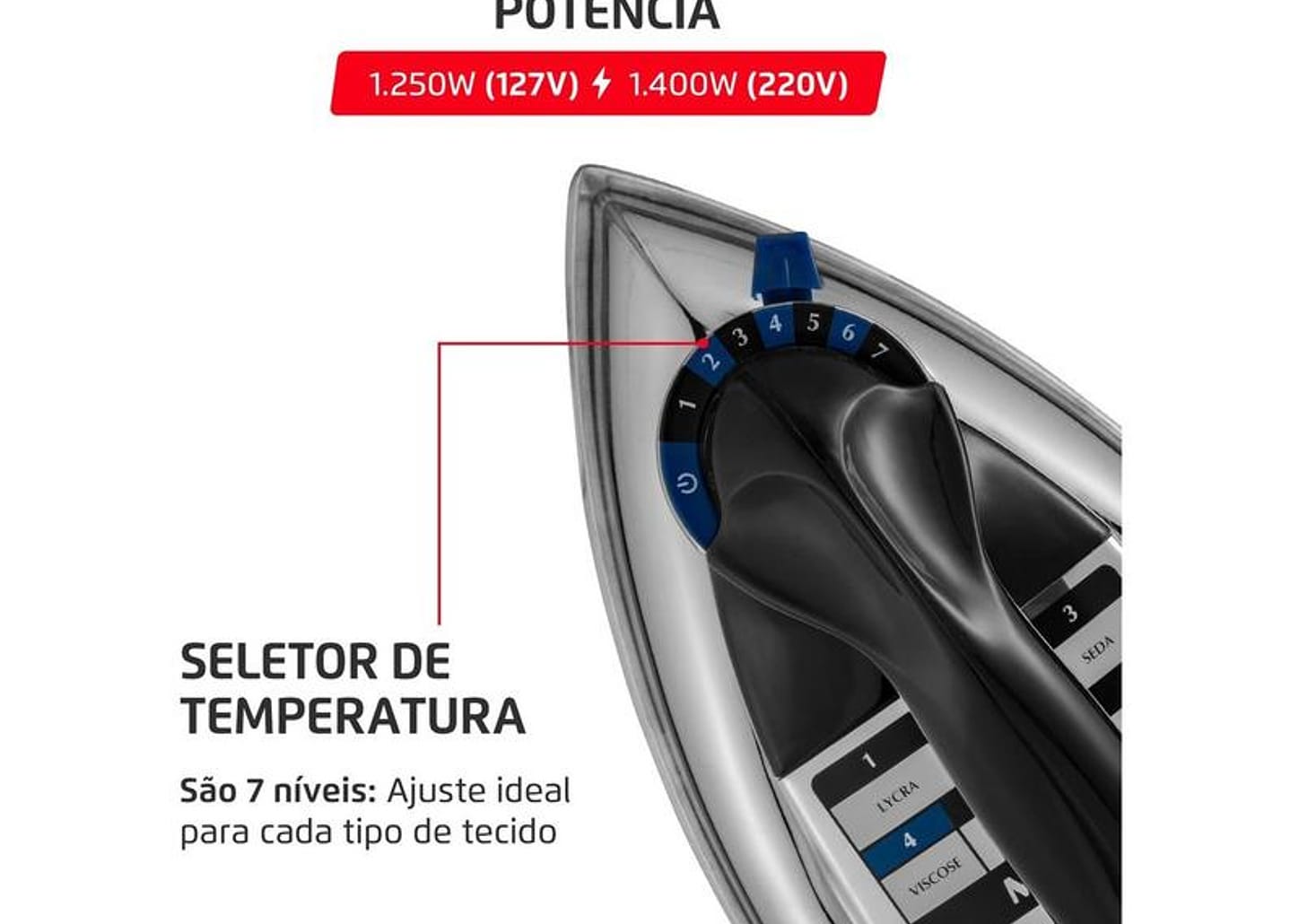 Ferro de Passar Roupa a Seco Mondial Portátil FS-01-BI Preto e Prata