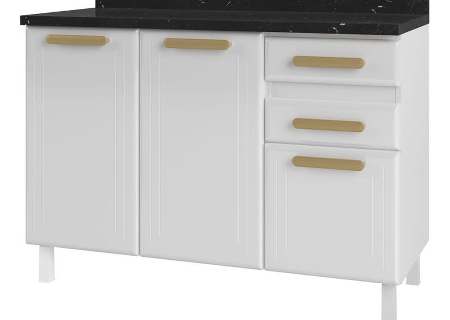 Balcão de Cozinha Telasul Aço 3 Portas 2 Gavetas Ágata