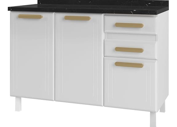 Balcão de Cozinha Telasul Aço 3 Portas 2 Gavetas Ágata