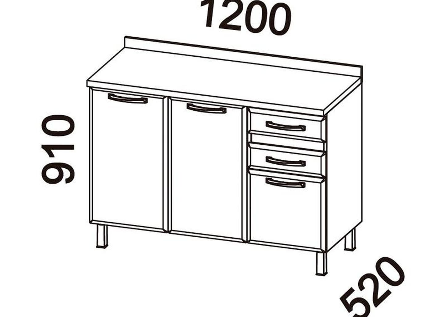 Balcão de Cozinha Telasul Aço 3 Portas 2 Gavetas Ágata